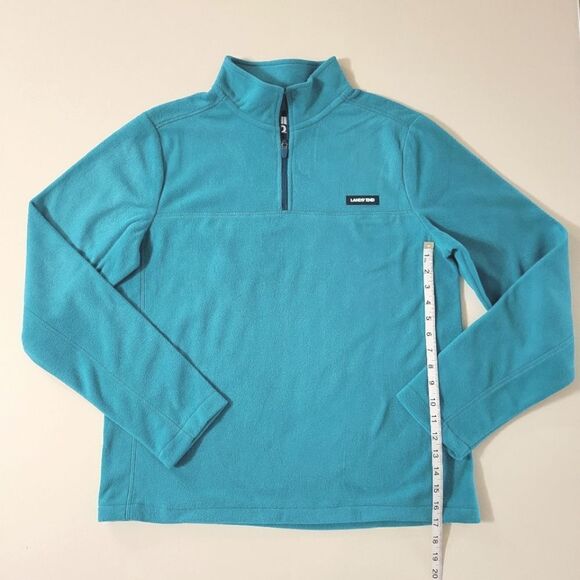 Lands' End Men's Teal Fleece Quarter Zip Pullover Sweatshirt Jacket - Picture 6 of 15
